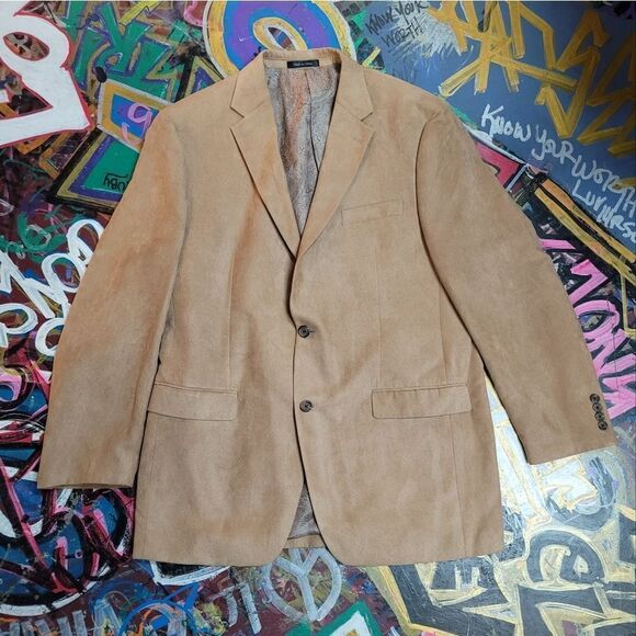 Vintage Chaps Suede Sports Coat men's 42L - paisley print lining, made in China - Picture 1 of 13